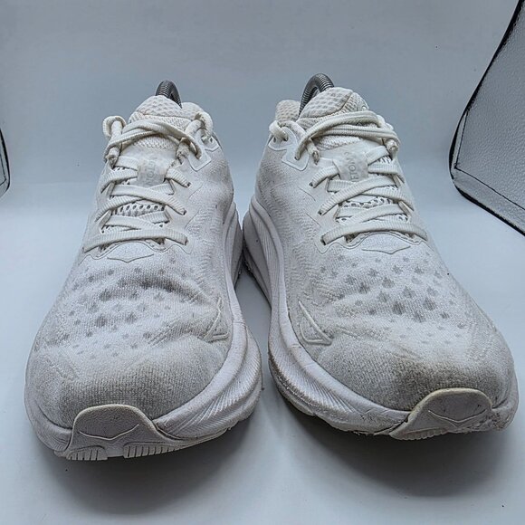 Hoka One One Clifton 9 Womens Size 8 B Triple White Athletic Shoes Running Walk - Picture 2 of 13